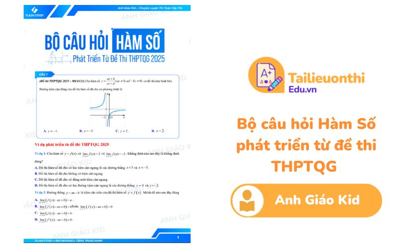 Bộ câu hỏi Hàm Số phát triển từ đề thi THPTQG Anh Giáo Kid